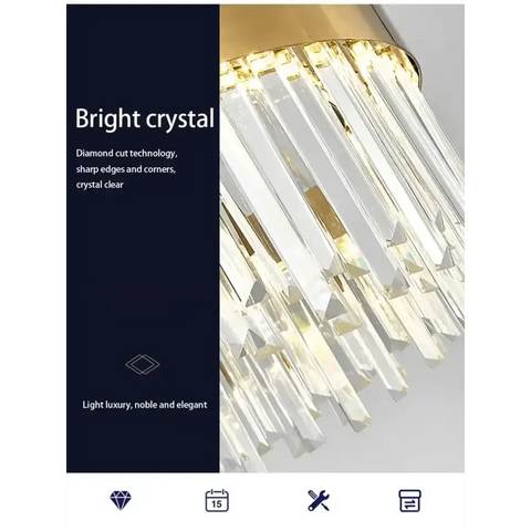 Gold Dia 80cm Crystal Ceiling Pendant Luxury Modest Crystal Chandelier Round Crystal Chandelier - GiFiFY