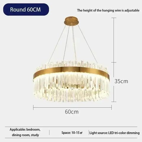 Gold Dia 80cm Crystal Ceiling Pendant Luxury Modest Crystal Chandelier Round Crystal Chandelier - GiFiFY