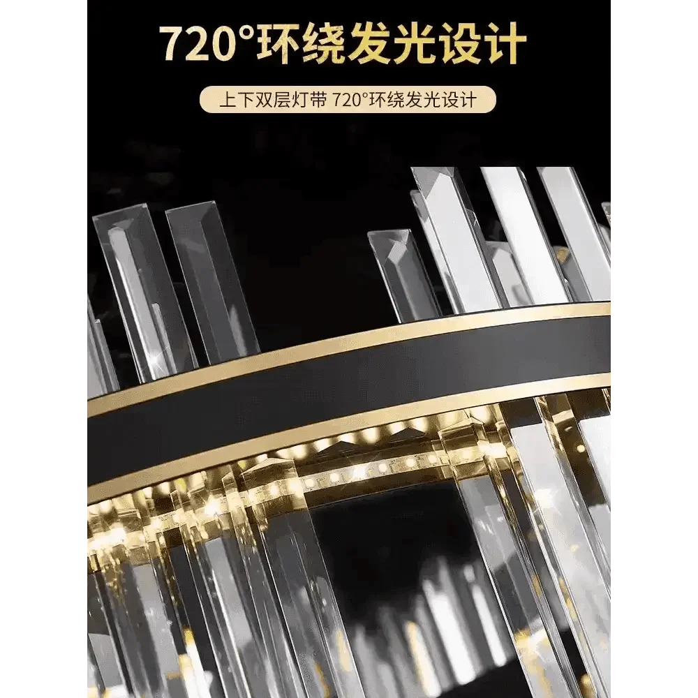 Gold Dia 80cm Crystal Ceiling Pendant Luxury Modest Crystal Chandelier Round Crystal Chandelier - GiFTiFY