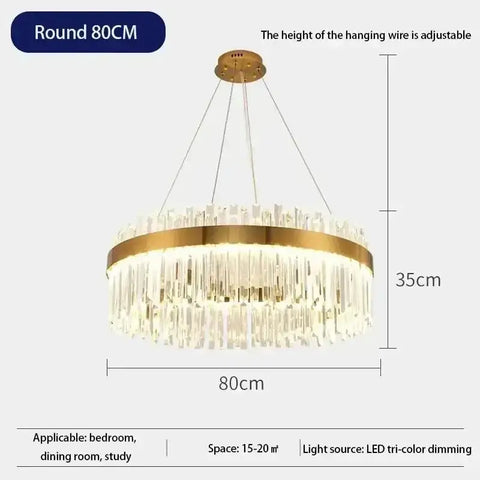 Gold Dia 80cm Crystal Ceiling Pendant Luxury Modest Crystal Chandelier Round Crystal Chandelier - GiFiFY