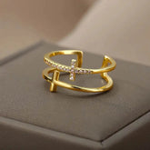 Gold Geometric Stainless Steel Ring - GiFTiFY