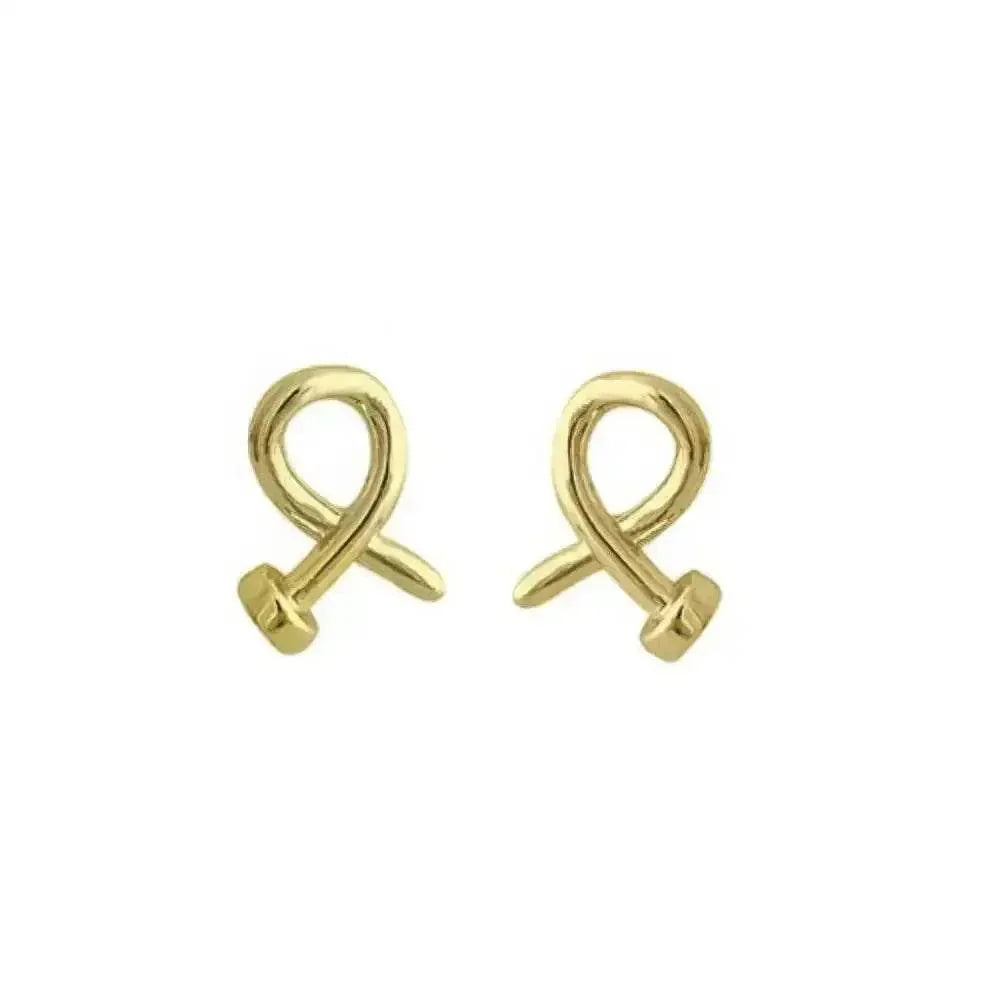 Gold Plated Crossed Nail Head Stud Earrings Pair - GiFTiFY