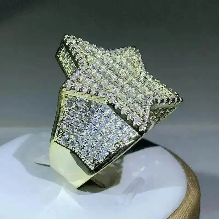Gold Star Ring Crystal Micro-Inlaid Zircon - GiFTiFY