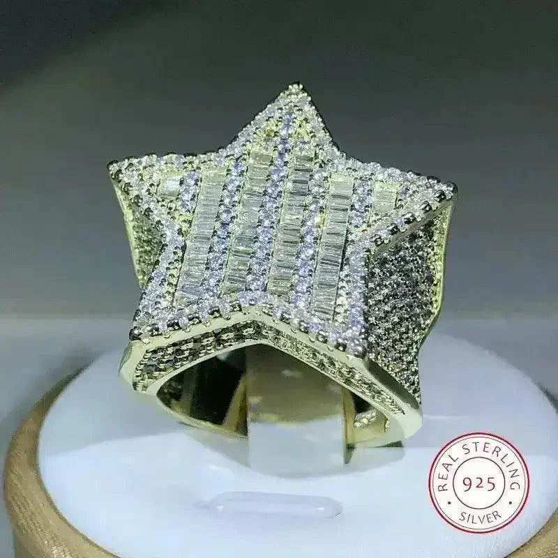 Gold Star Ring Crystal Micro-Inlaid Zircon - GiFTiFY
