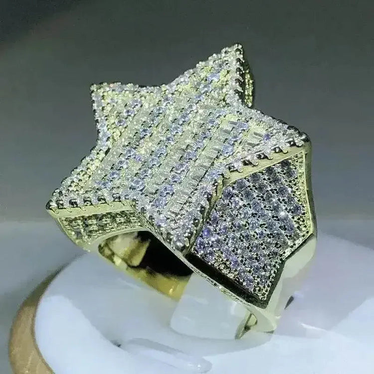 Gold Star Ring Crystal Micro-Inlaid Zircon - GiFTiFY