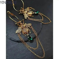 Goth Bumblebee Hoops Water Crystal Earring Dangle Drop Teardrop Witch Creative Gothic Punk