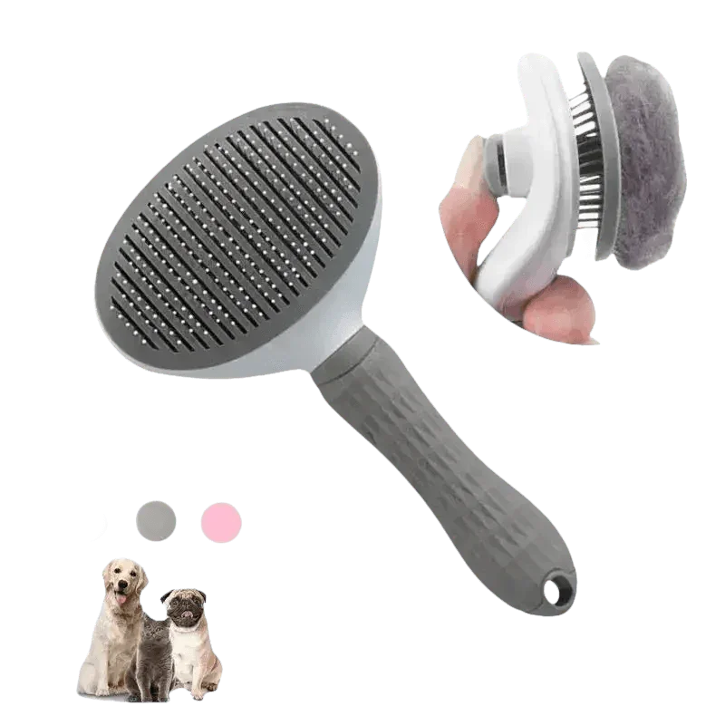 Gray and White Stainless Steel Dog Hair Brush Cat Comb Pet Hair Brush by Pet Tribe Store