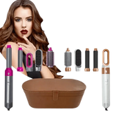 Gray and Pink Hair Dryer Hot Comb Rose Red Set - GiFTiFY