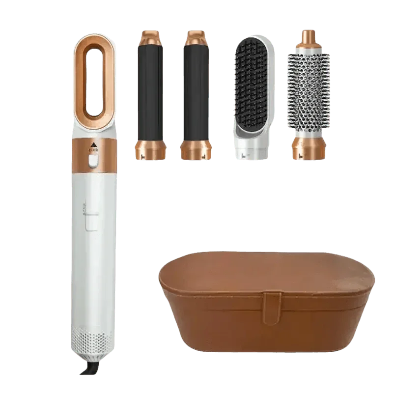 Gray and Pink Hair Dryer Hot Comb Rose Red Set - GiFTiFY