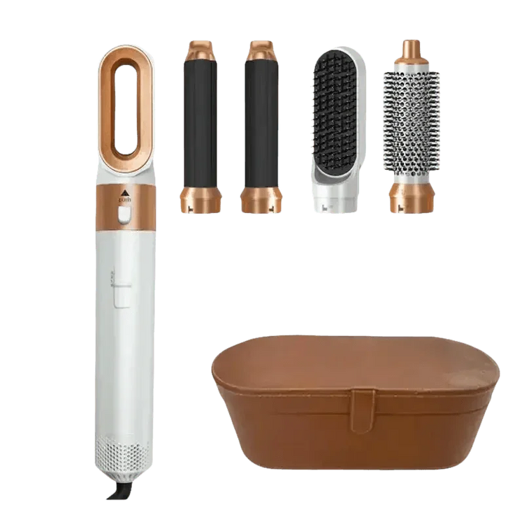 Gray and Pink Hair Dryer Hot Comb Rose Red Set - GiFTiFY