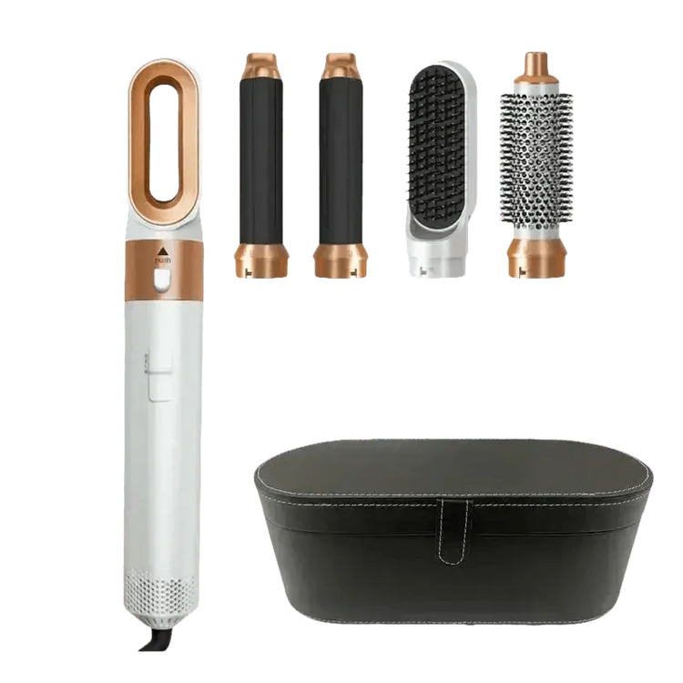 Gray and Pink Hair Dryer Hot Comb Rose Red Set - GiFTiFY