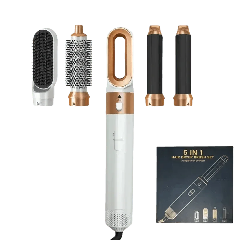 Gray and Pink Hair Dryer Hot Comb Rose Red Set - GiFTiFY