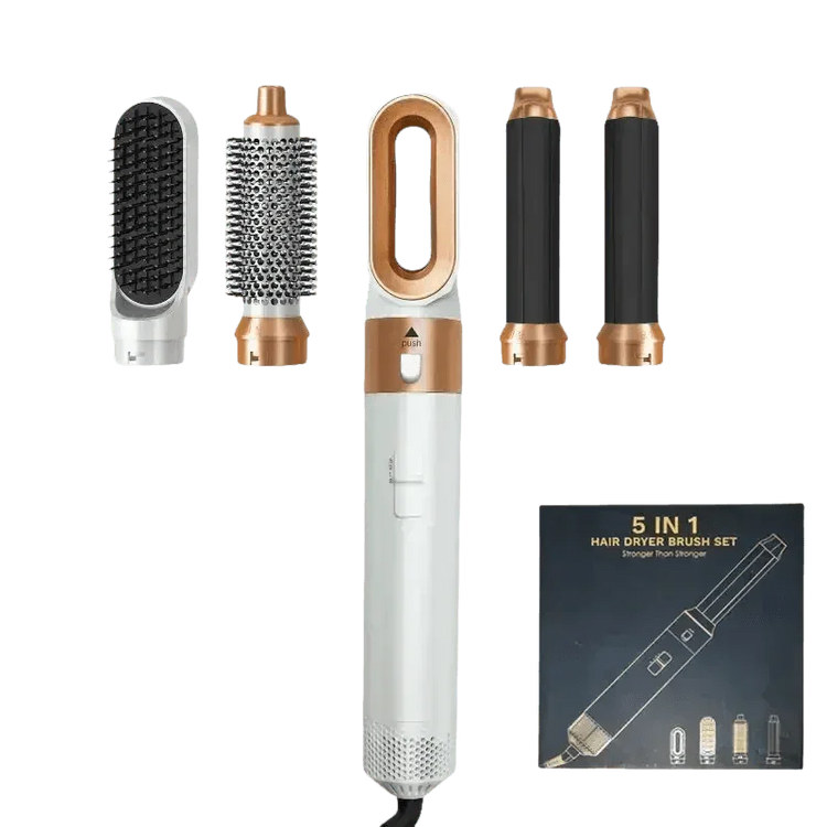 Gray and Pink Hair Dryer Hot Comb Rose Red Set - GiFTiFY