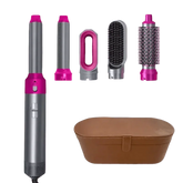 Gray and Pink Hair Dryer Hot Comb Rose Red Set - GiFTiFY