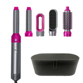 Gray and Pink Hair Dryer Hot Comb Rose Red Set - GiFTiFY