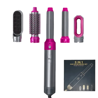 Gray and Pink Hair Dryer Hot Comb Rose Red Set - GiFTiFY