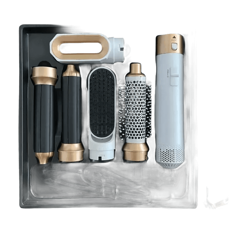 Gray and Pink Hair Dryer Hot Comb Rose Red Set - GiFTiFY