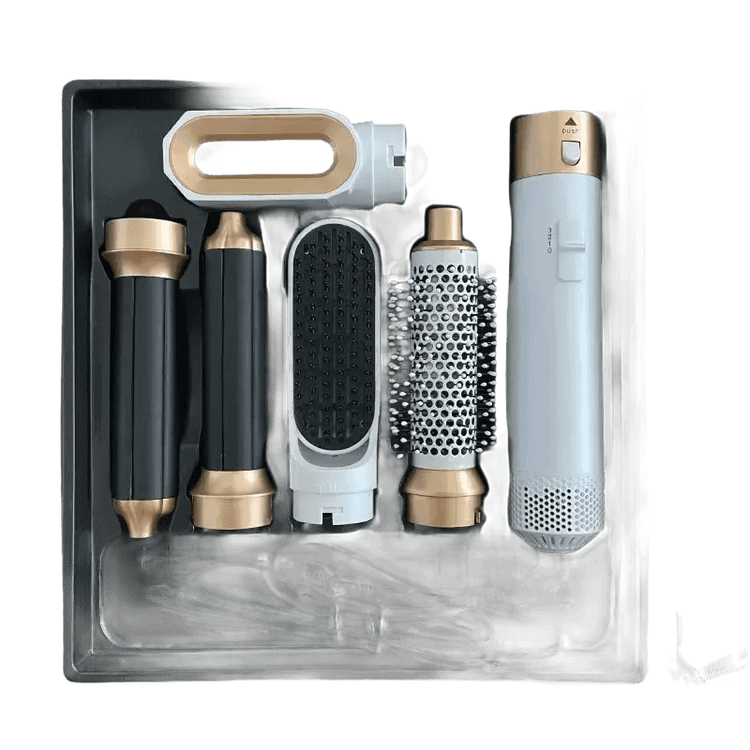 Gray and Pink Hair Dryer Hot Comb Rose Red Set - GiFTiFY