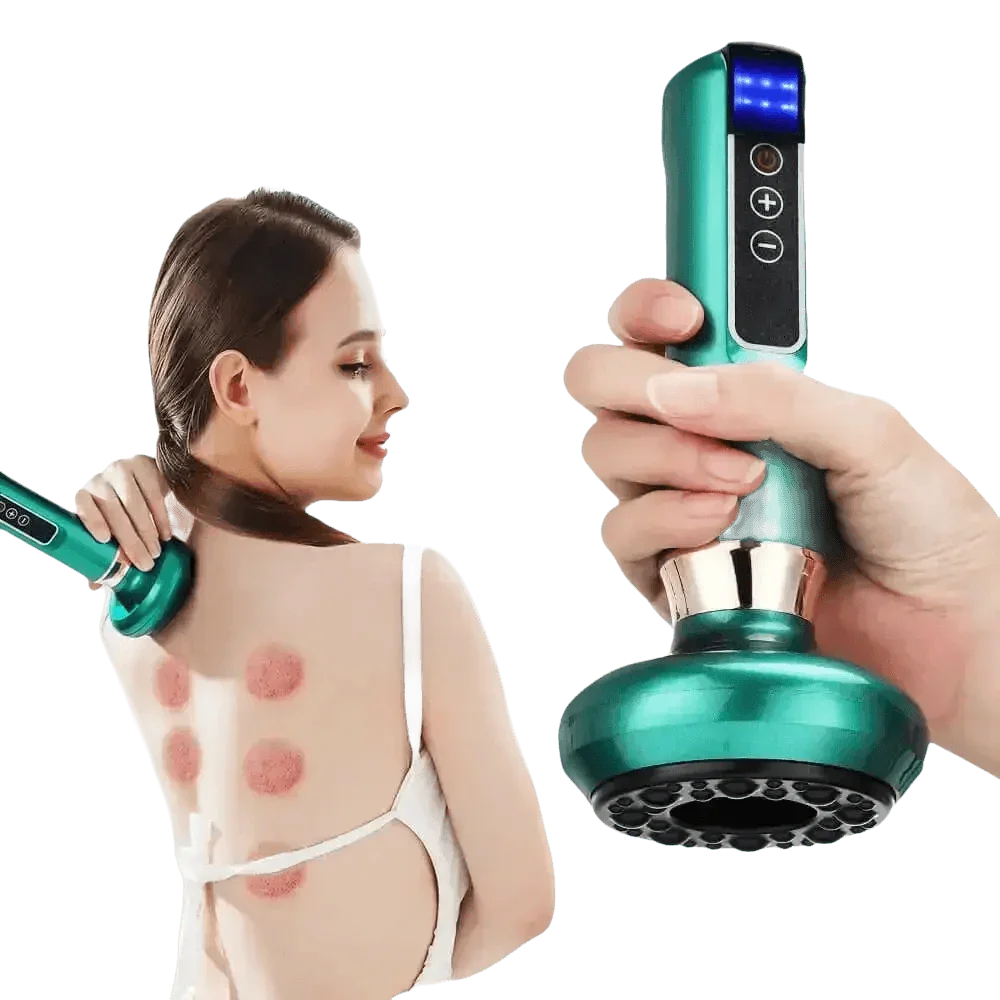 Green Electric Cupping Massager Vacuum Suction Electric Cupping Massager One-Key Pressure Relief - GiFTiFY