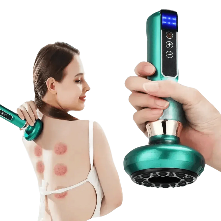 Green Electric Cupping Massager Vacuum Suction Electric Cupping Massager One-Key Pressure Relief - GiFTiFY
