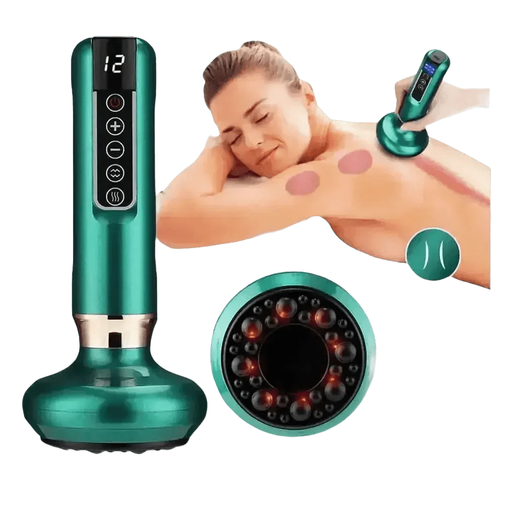 Green Electric Cupping Massager Vacuum Suction Electric Cupping Massager One-Key Pressure Relief - GiFTiFY