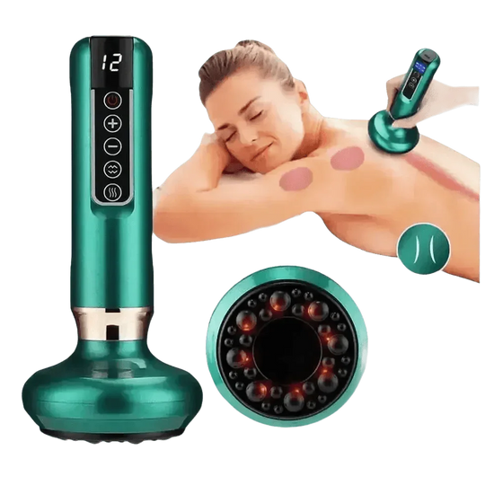 Green Electric Cupping Massager Vacuum Suction Electric Cupping Massager One-Key Pressure Relief - GiFTiFY