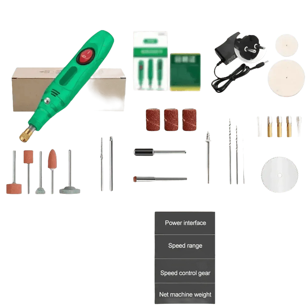 Green Electric Drill Grinder Engraver Pen with Accessories - GiFTiFY