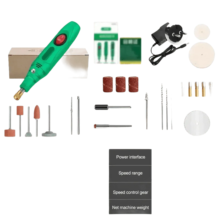 Green Electric Drill Grinder Engraver Pen with Accessories - GiFTiFY