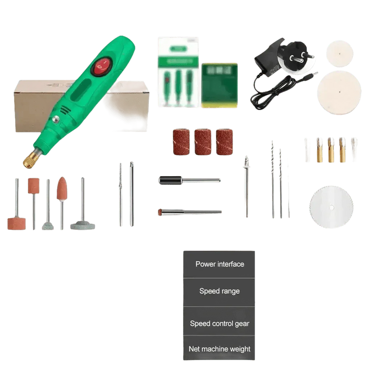Green Electric Drill Grinder Engraver Pen with Accessories - GiFTiFY