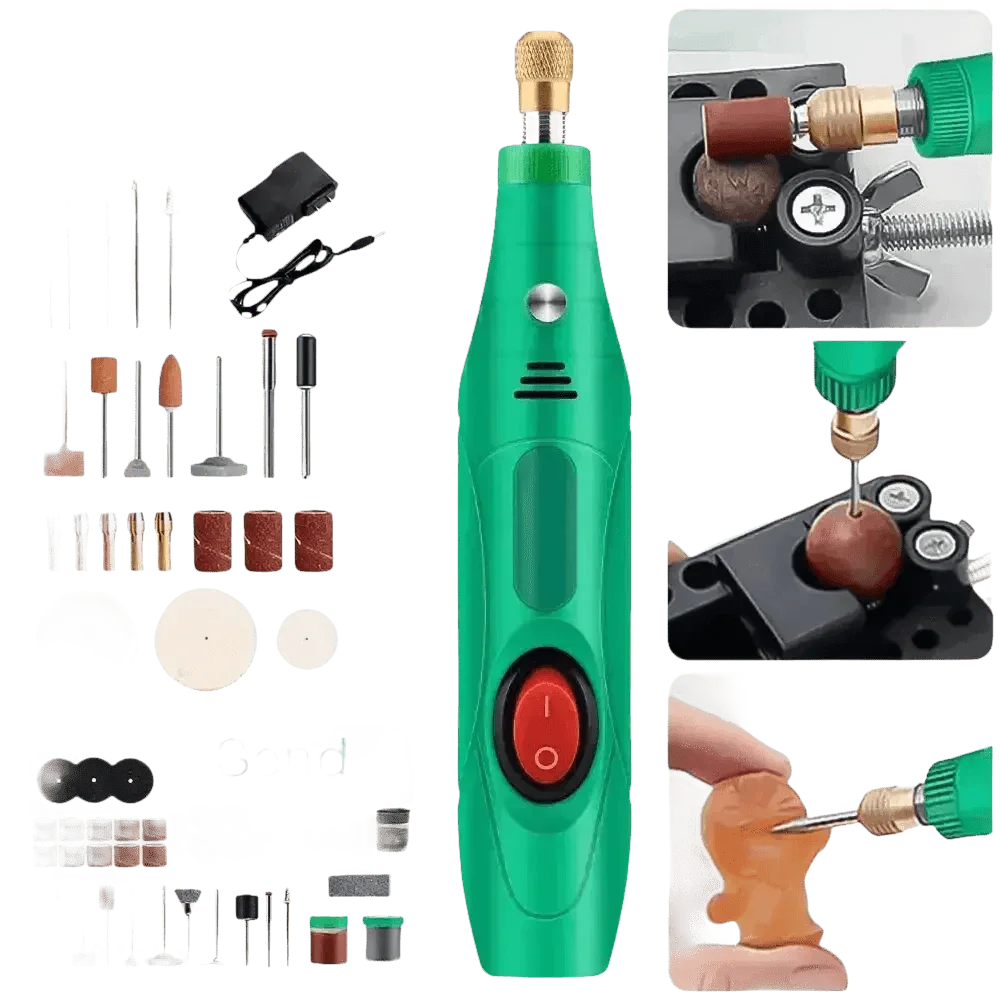 Green Electric Drill Grinder Engraver Pen with Accessories - GiFTiFY