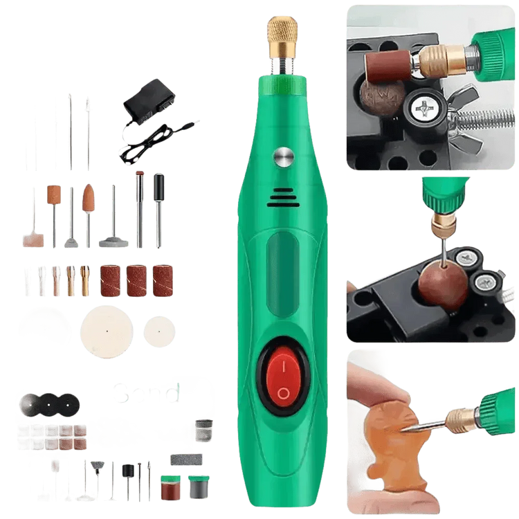 Green Electric Drill Grinder Engraver Pen with Accessories - GiFTiFY