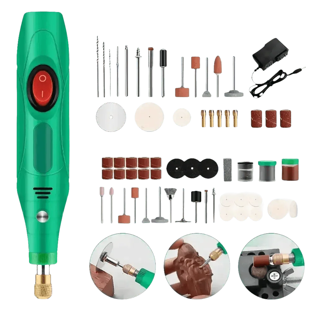 Green Electric Drill Grinder Engraver Pen with Accessories - GiFTiFY
