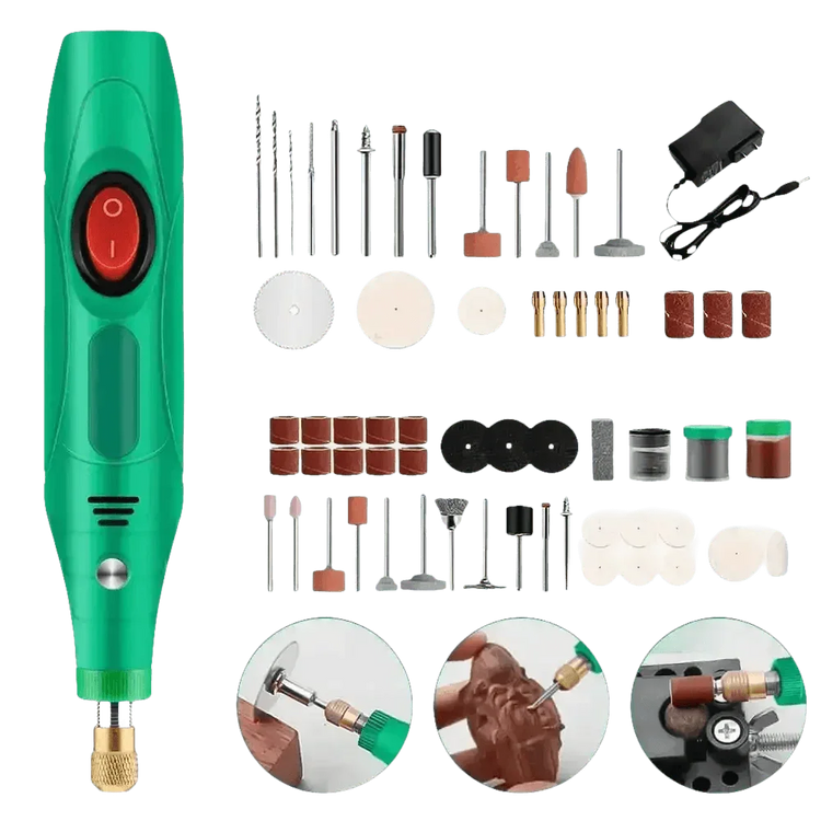 Green Electric Drill Grinder Engraver Pen with Accessories - GiFTiFY