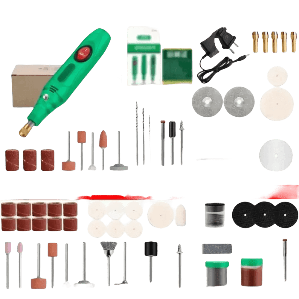 Green Electric Drill Grinder Engraver Pen with Accessories - GiFTiFY