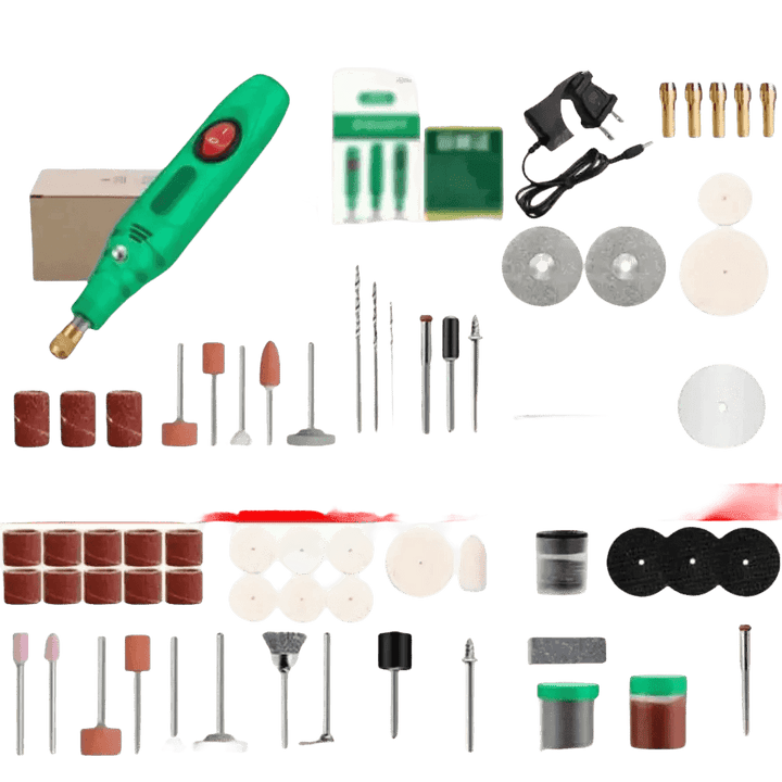 Green Electric Drill Grinder Engraver Pen with Accessories - GiFTiFY