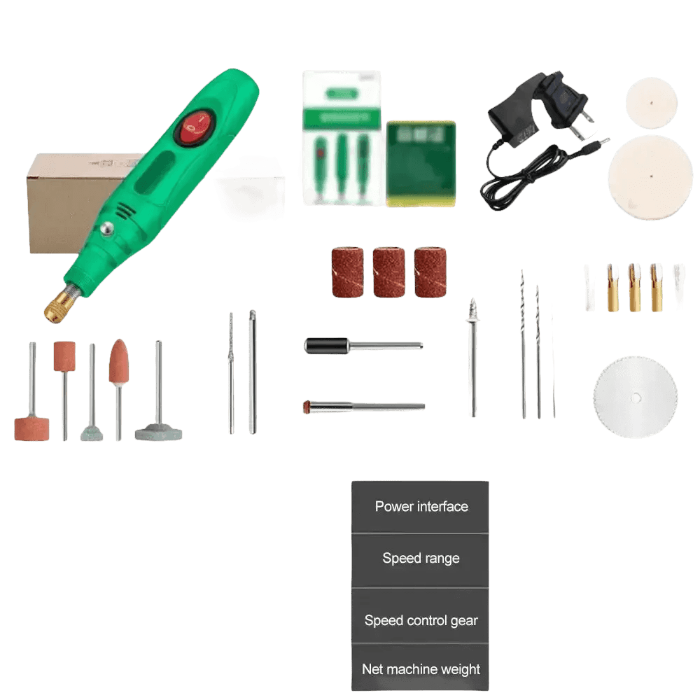 Green Electric Drill Grinder Engraver Pen with Accessories - GiFTiFY