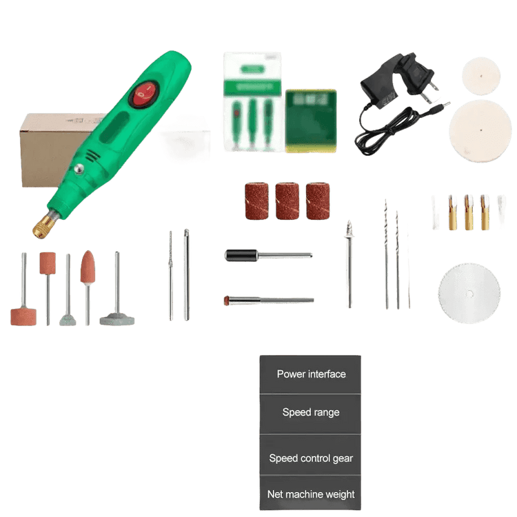 Green Electric Drill Grinder Engraver Pen with Accessories - GiFTiFY