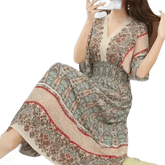 Green Printed Summer Long Maxi Dress - GiFTiFY