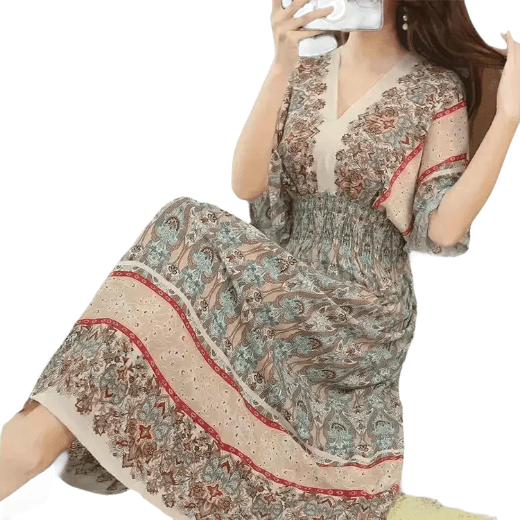 Green Printed Summer Long Maxi Dress - GiFTiFY