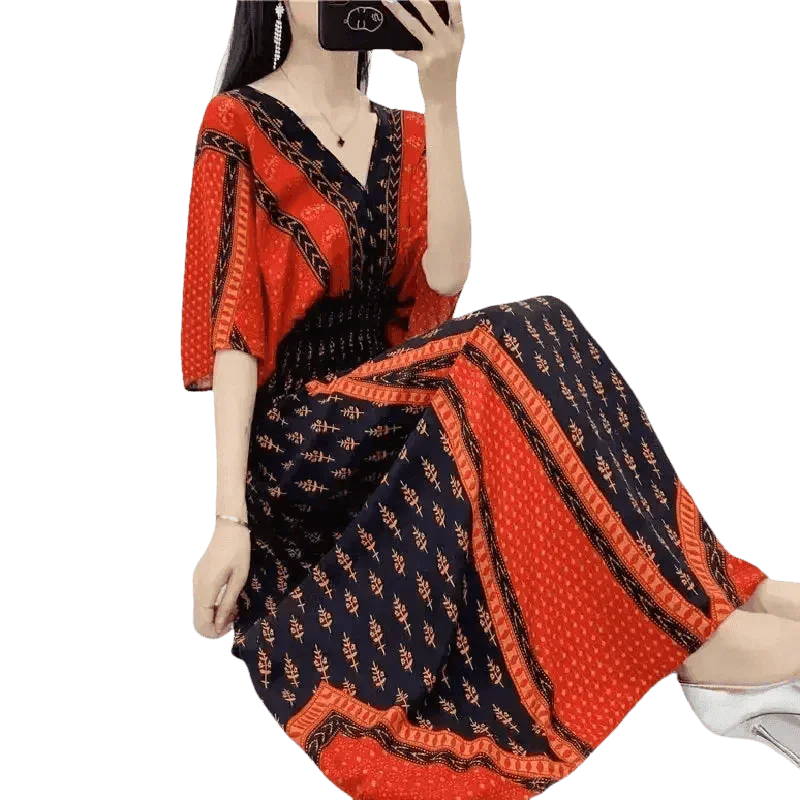 Green Printed Summer Long Maxi Dress - GiFTiFY