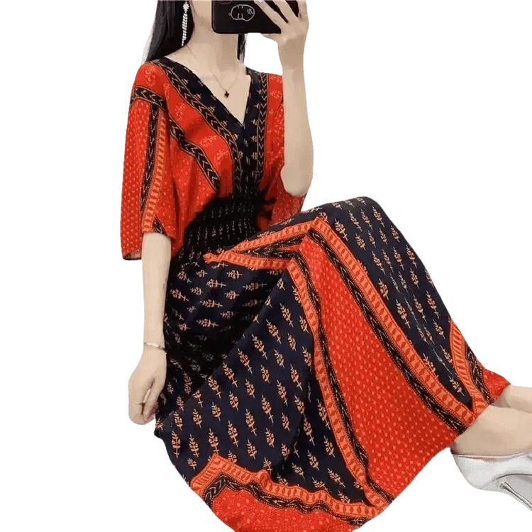 Green Printed Summer Long Maxi Dress - GiFTiFY