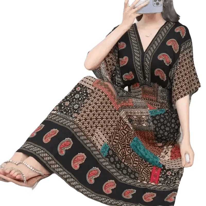 Green Printed Summer Long Maxi Dress - GiFTiFY