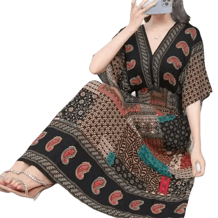 Green Printed Summer Long Maxi Dress - GiFTiFY