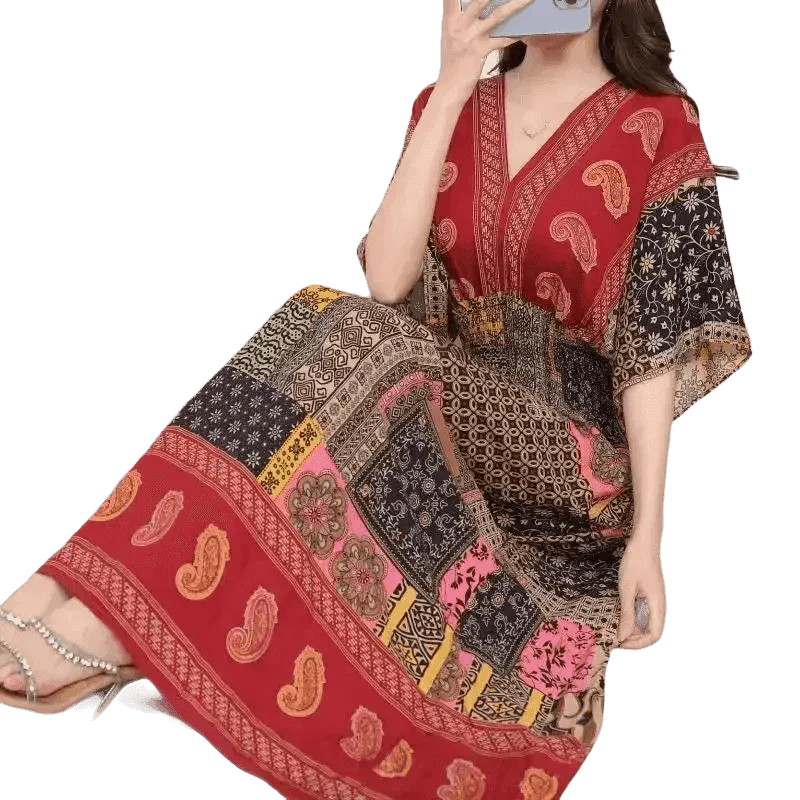 Green Printed Summer Long Maxi Dress - GiFTiFY