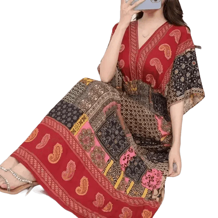 Green Printed Summer Long Maxi Dress - GiFTiFY