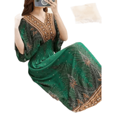 Green Printed Summer Long Maxi Dress - GiFTiFY