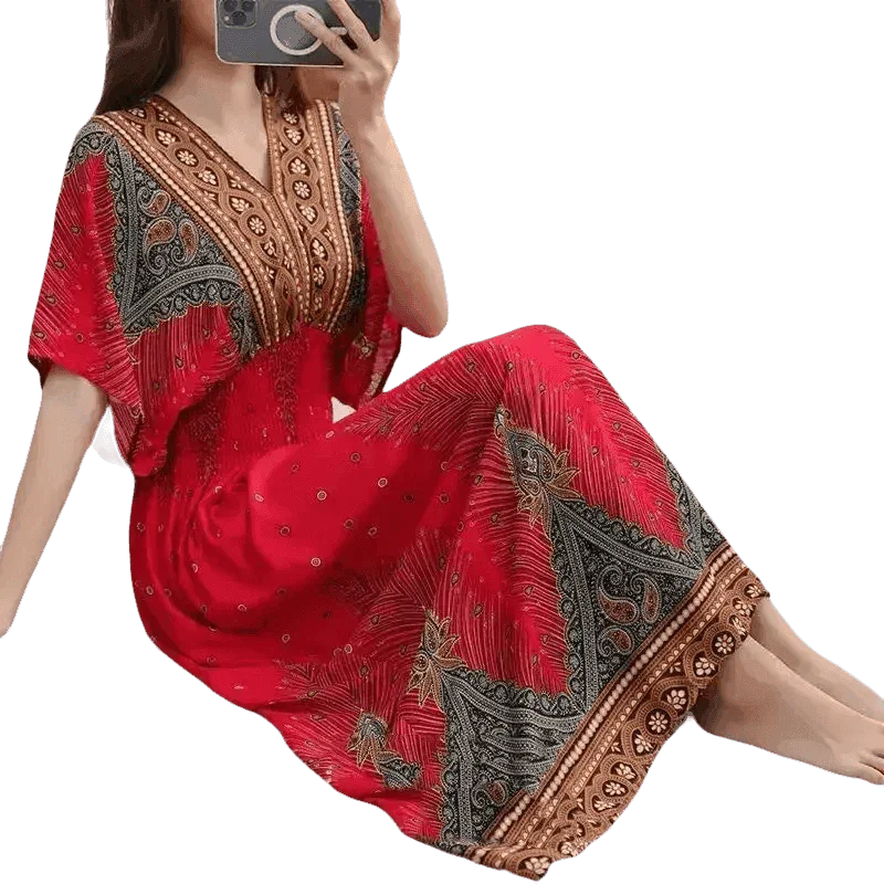 Green Printed Summer Long Maxi Dress - GiFTiFY