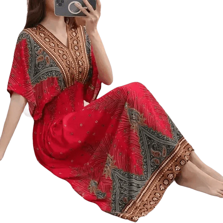 Green Printed Summer Long Maxi Dress - GiFTiFY