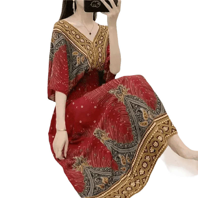 Green Printed Summer Long Maxi Dress - GiFTiFY