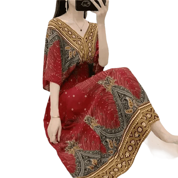 Green Printed Summer Long Maxi Dress - GiFTiFY